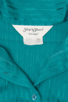 Vintage Teal Striped Ship n' Shore Button Up Blouse (1970s)