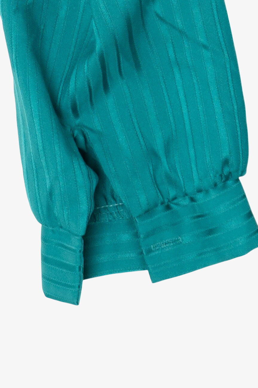 Vintage Teal Striped Ship n' Shore Button Up Blouse (1970s)