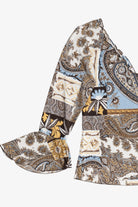 Vintage Paisley Patchwork Print Stretchy Quarter Sleeve Top (1990s)