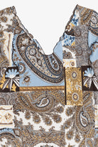 Vintage Paisley Patchwork Print Stretchy Quarter Sleeve Top (1990s)