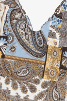Vintage Paisley Patchwork Print Stretchy Quarter Sleeve Top (1990s)
