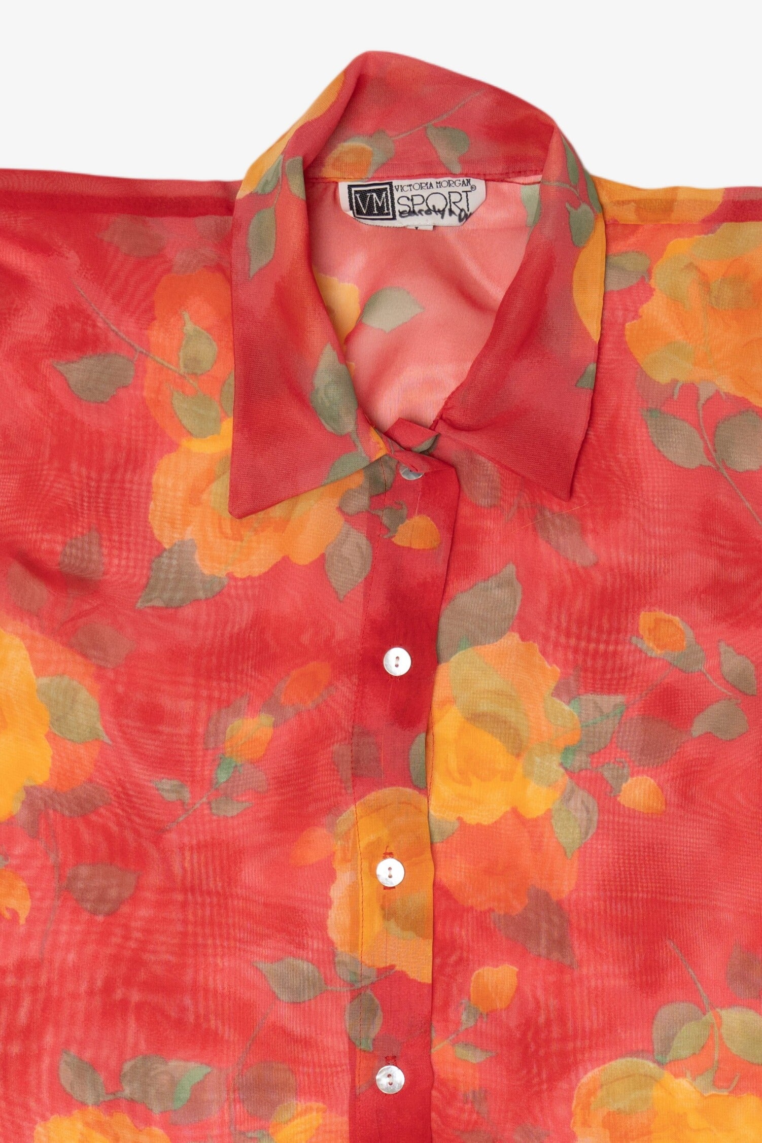 Vintage Red Floral Victoria Morgan Sport Blouse (1980s)