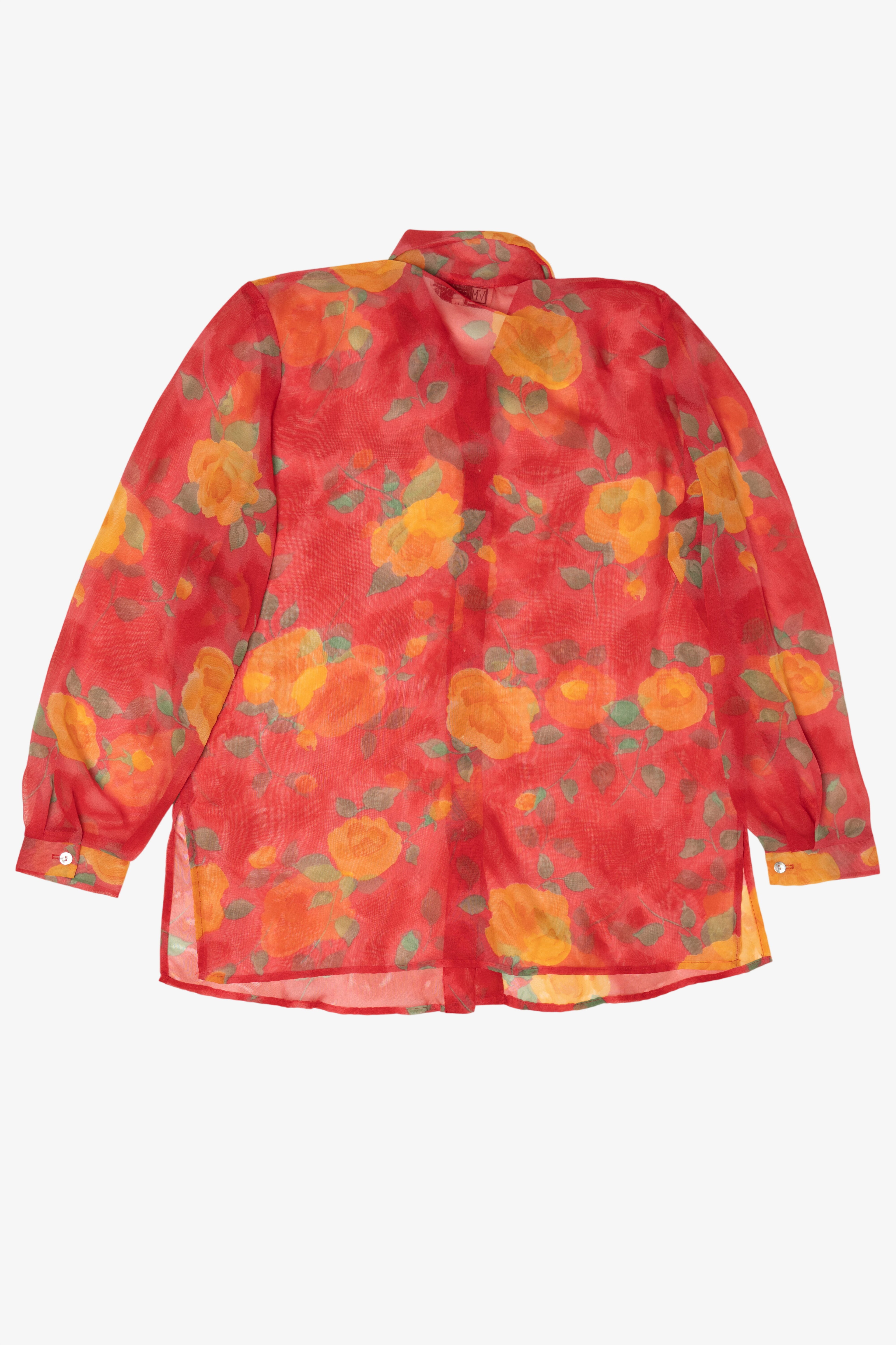 Vintage Red Floral Victoria Morgan Sport Blouse (1980s)