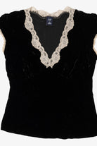 Vintage Black Velvet Lace V-Neck Gap Top (2000s)