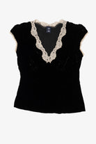 Vintage Black Velvet Lace V-Neck Gap Top (2000s)