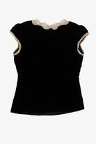 Vintage Black Velvet Lace V-Neck Gap Top (2000s)