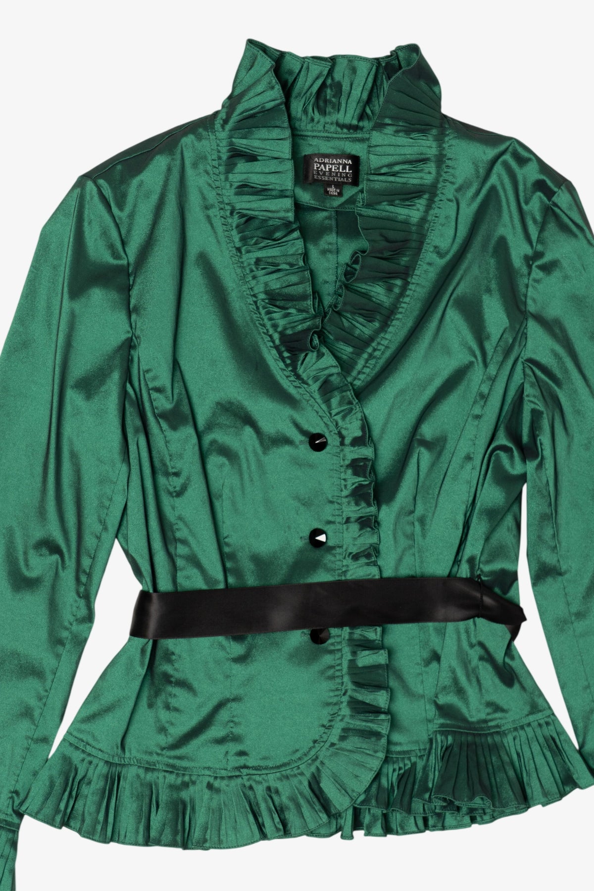 Vintage Emerald Adrianna Papell Button Up Blouse (1990s)