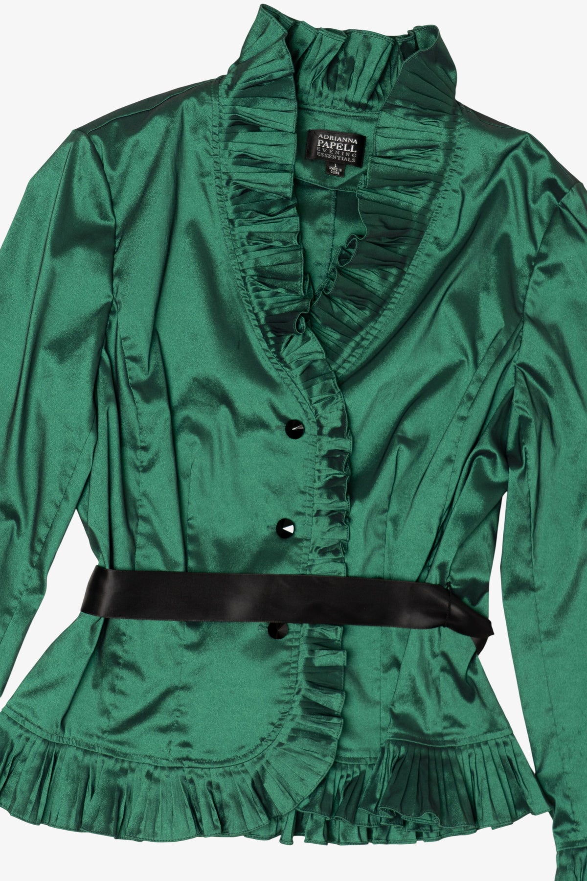 Vintage Emerald Adrianna Papell Button Up Blouse (1990s)