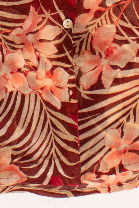Vintage Sheer Silk Floral Button Up Blouse (1990s)
