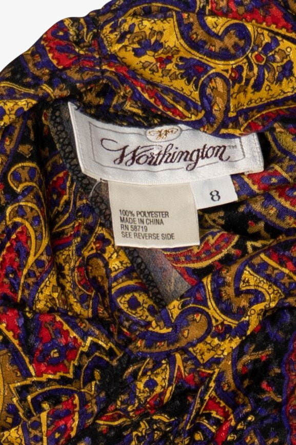 Vintage Worthington Paisley Pattern Blouse (1980s)