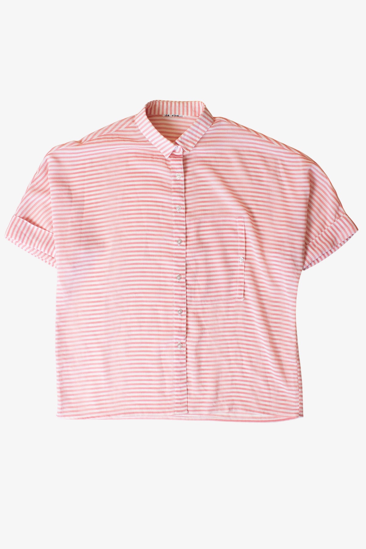 Vintage Pink Striped Gauze Button Up Blouse (1980s) – Ragstock