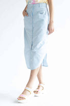 Vintage Blue Button Front Skirt