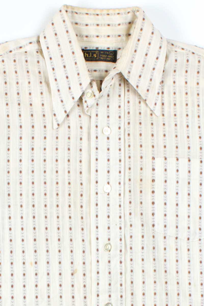 Brown Dot Striped Button Up Shirt