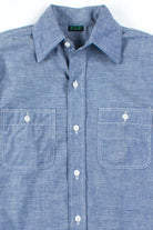 Blue Stitched Chambray Button Up Shirt