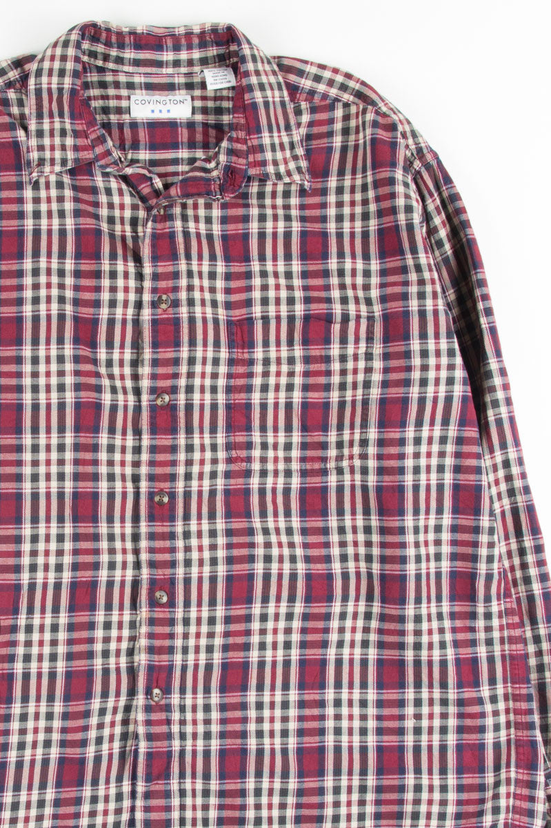 Burgundy Plaid Button Up Shirt