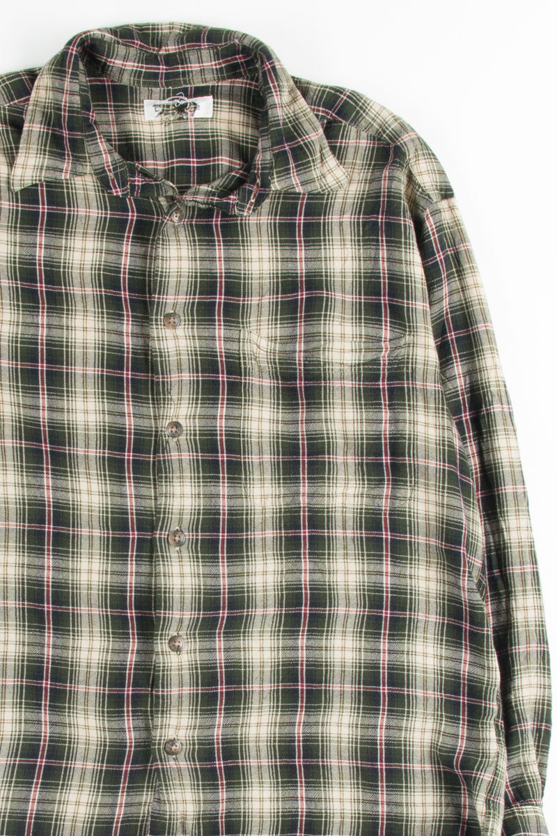 Tan & Green Plaid Button Up Shirt