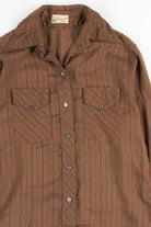 Brown Striped Button Up Shirt 1