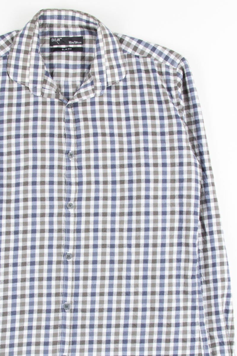 Blue & Grey Plaid Button Up Shirt