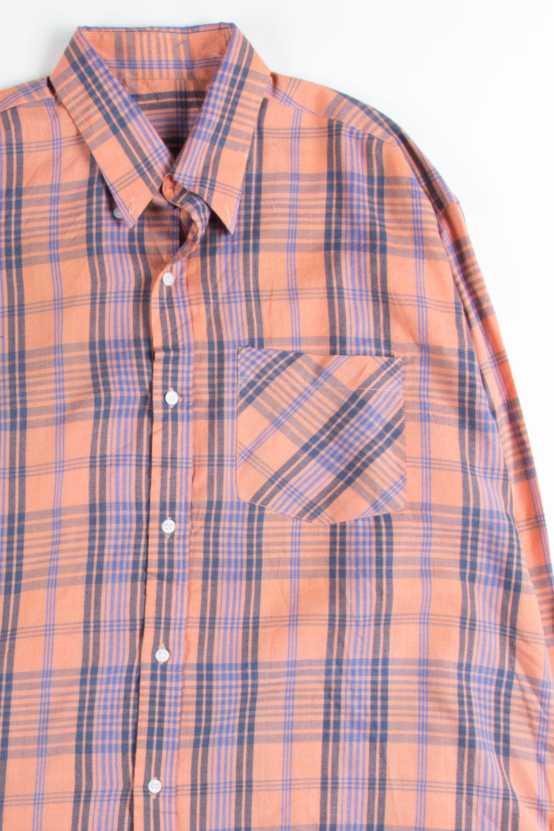 Coral Plaid Button Up Shirt