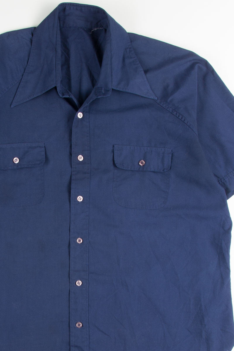 Blue Double Pocket Button Up Shirt 1