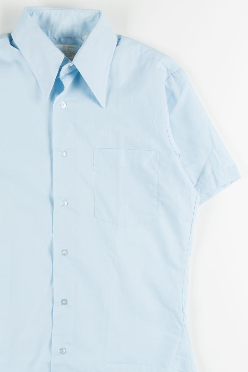 Blue Butterfly Collar Button Up Shirt 1