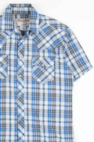Blue Plaid Wrangler Button Up Shirt