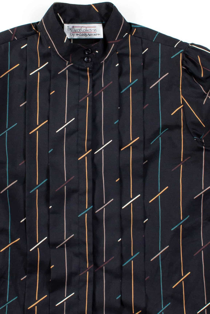 Black Pastel Stripes Button Up Shirt