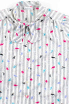Tie Neck Newsprint Blouse