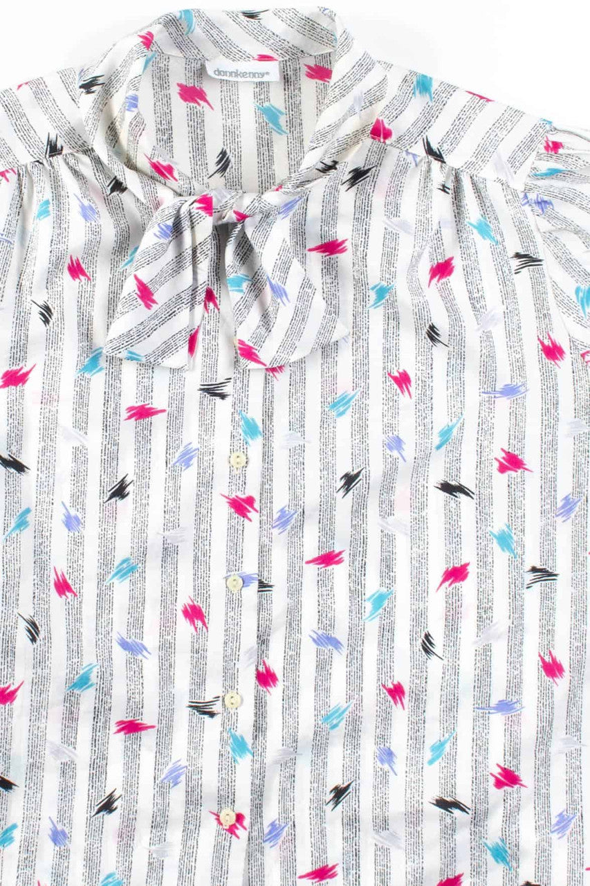 Tie Neck Newsprint Blouse