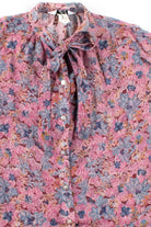 Bow Collar Floral Mesh Button Up Shirt