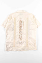 Beige Floral Guayabera Shirt