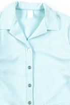 Blue Ribbed Button Up Shirt