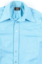 Blue Ribbed Butterfly Collar Button Up Shirt