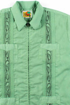 Green Guayabera Zip Up Shirt