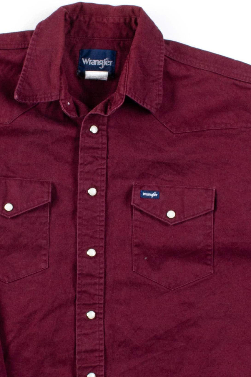 Burgundy Wrangler Denim Work Shirt