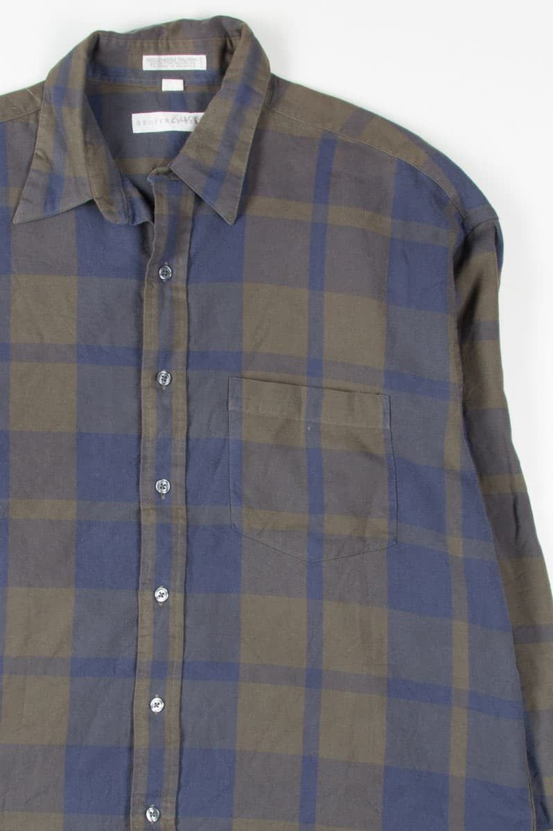 Grey & Blue Plaid Button Up Shirt