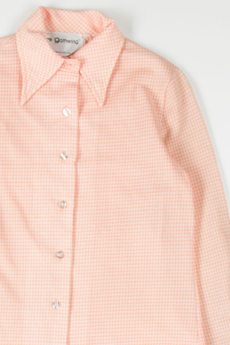 Peach Houndstooth Button Up Shirt