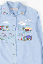 Embroidered School Bus Button Up Shirt