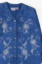 Floral Embroidered Chambray Button Up Shirt