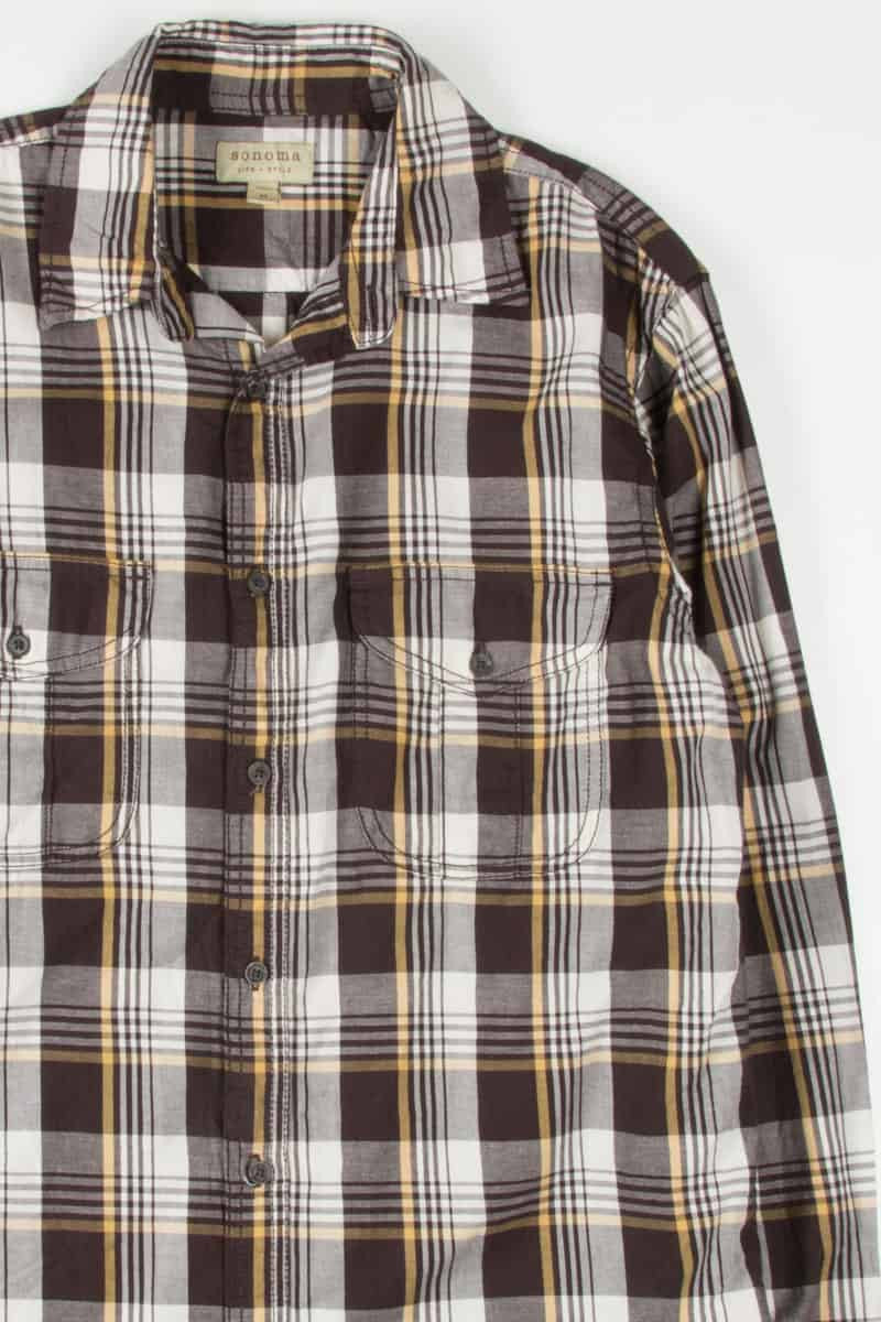 Brown Plaid Button Up Shirt 1