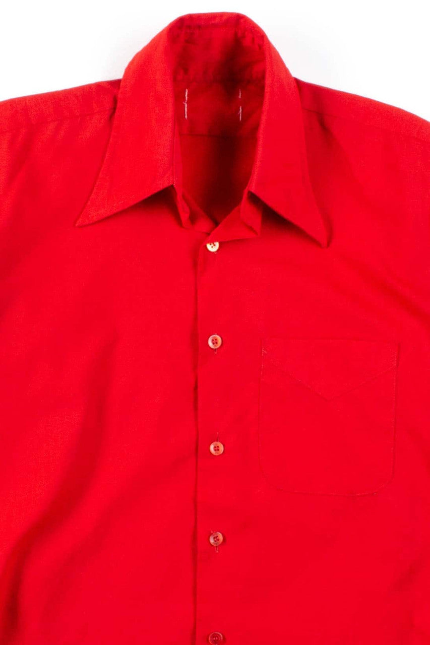 Red 3/4 Sleeve Button Up Shirt