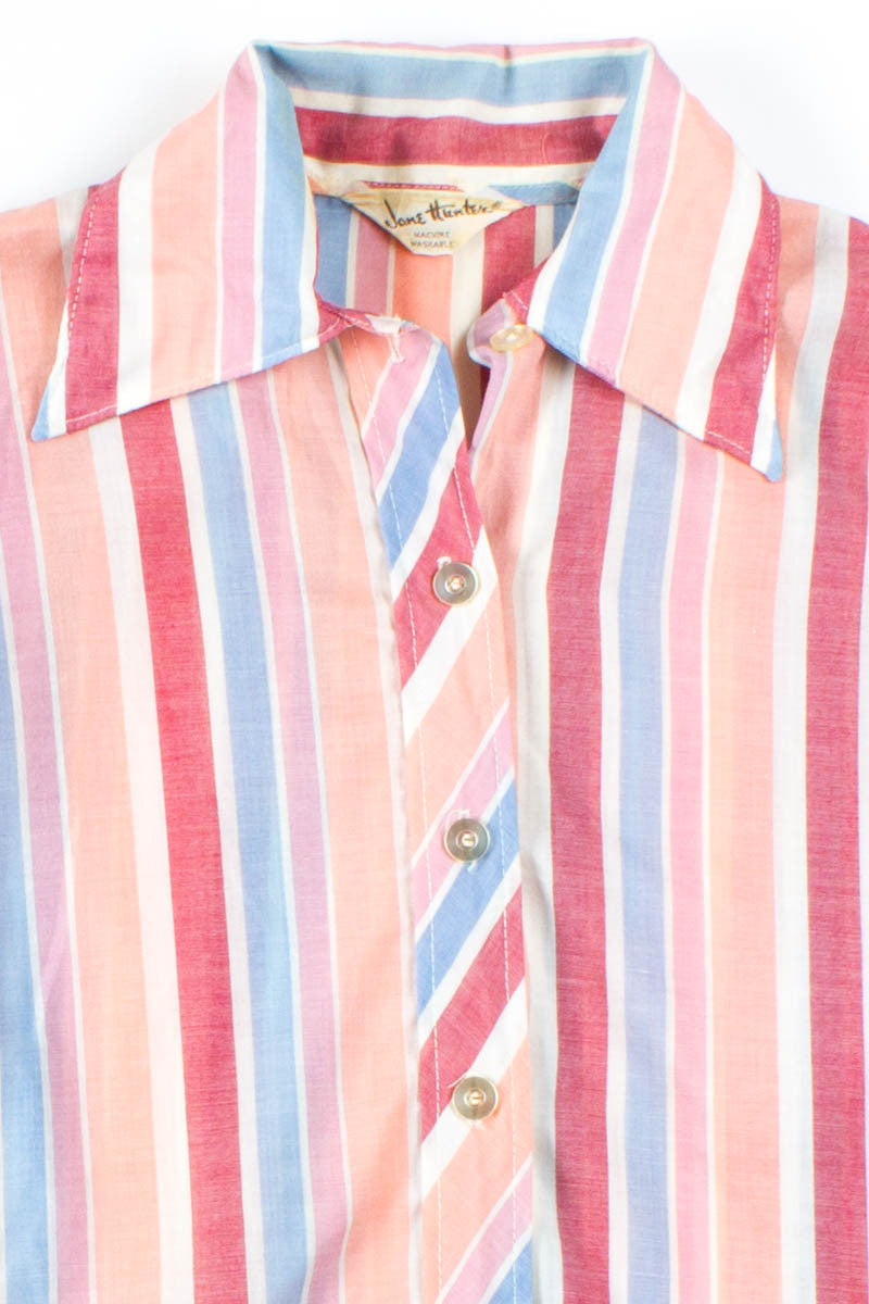 Red Pastel Striped Button Up Shirt