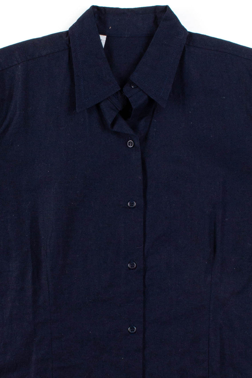 Navy Linen Button Up Shirt