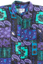 Purple Paisley Abstract Button Up Shirt