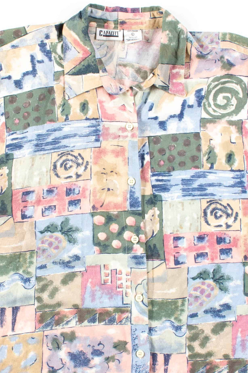 Pastel Abstract Button Up Shirt