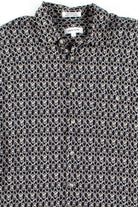 Black Patterned Rayon Button Up Shirt