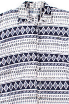 White & Navy Diamonds Button Up Shirt
