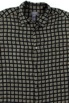 Black Cross Squares Button Up Shirt
