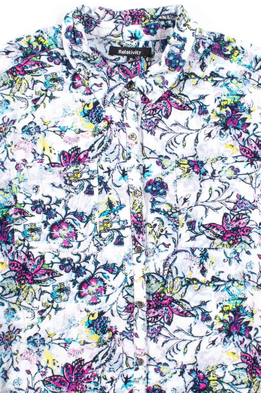 White Vines Floral Button Up Shirt