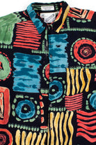 Black Multicolor Abstract Button Up Shirt